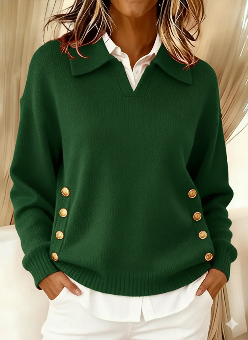 VITTORIA™ | Maglione Polo con Bottoni Dorati