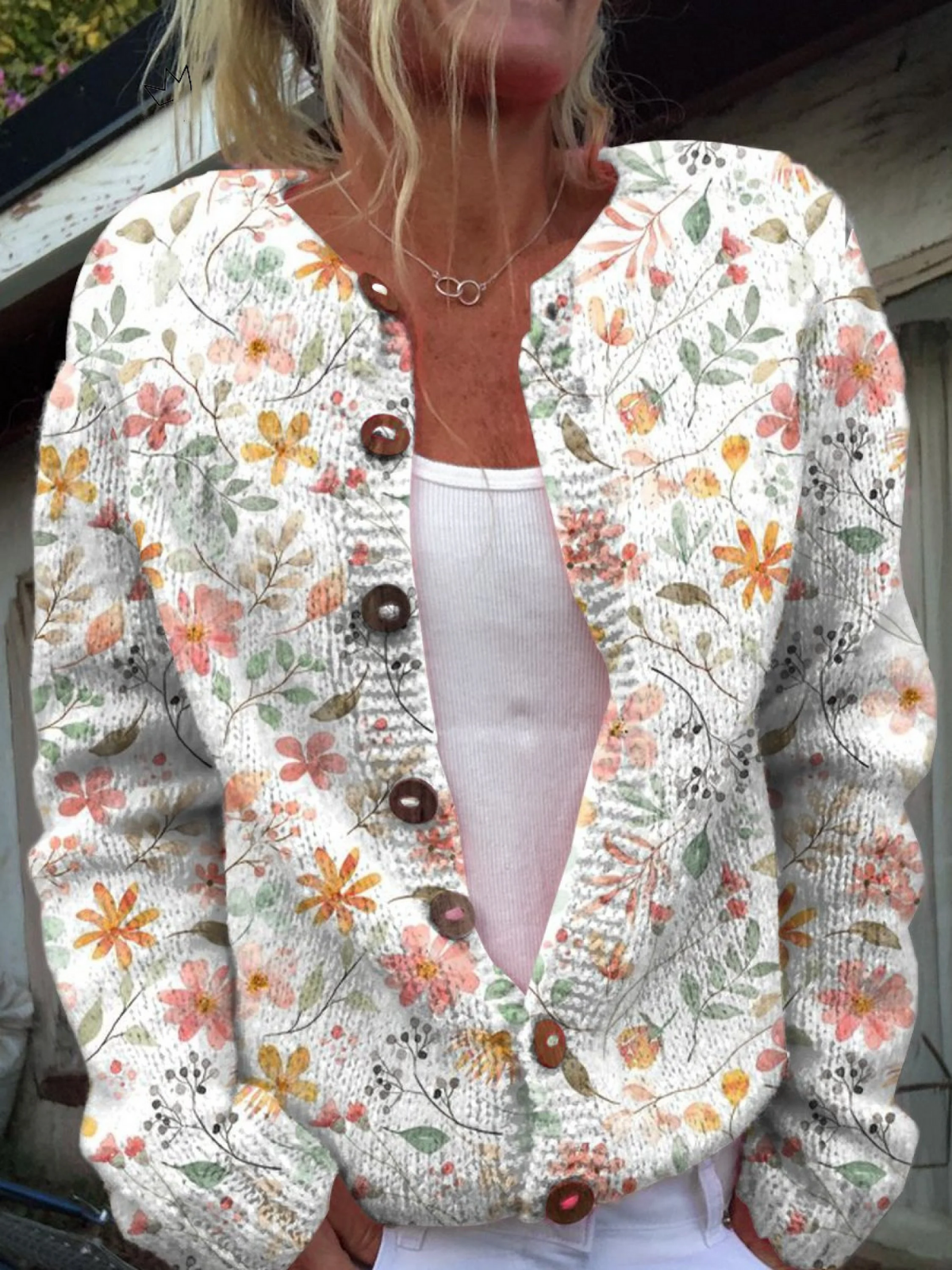 RAFFAELLA™ | Cardigan Floreale in Morbida Maglia