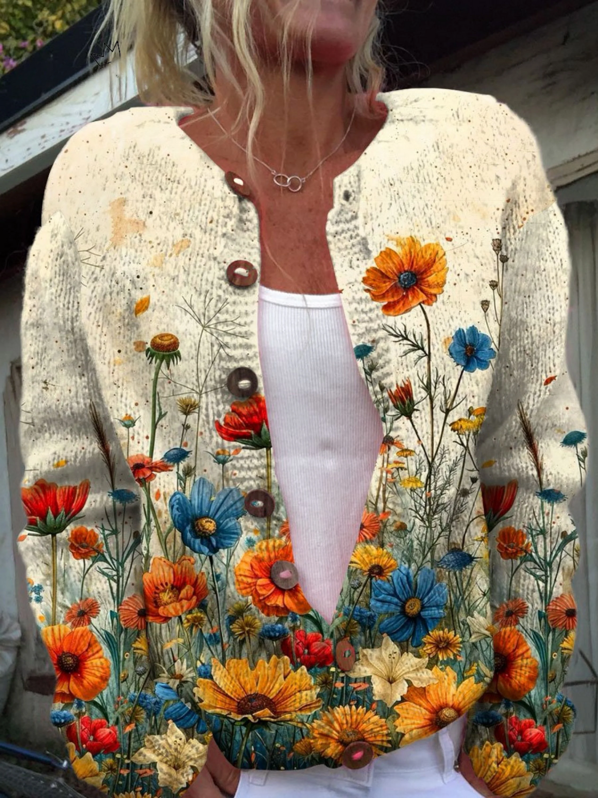 NADIA™ | Cardigan Floreale Vintage in Maglia