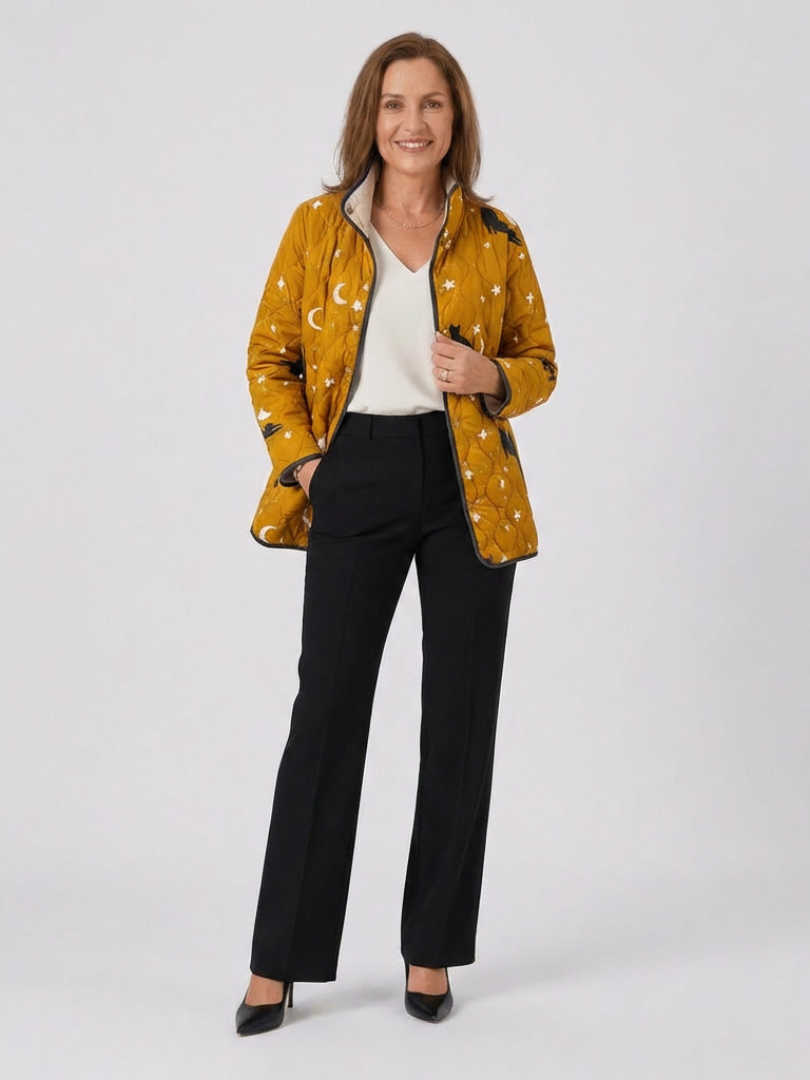 LAVINIA™ | Giacca Trapuntata con Gatti e Stelle
