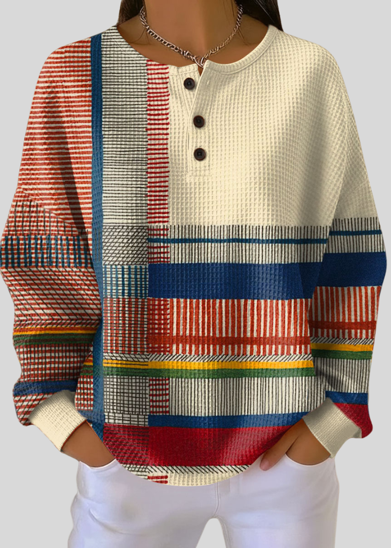BRUNA™ | Felpa Henley a Righe Color Block