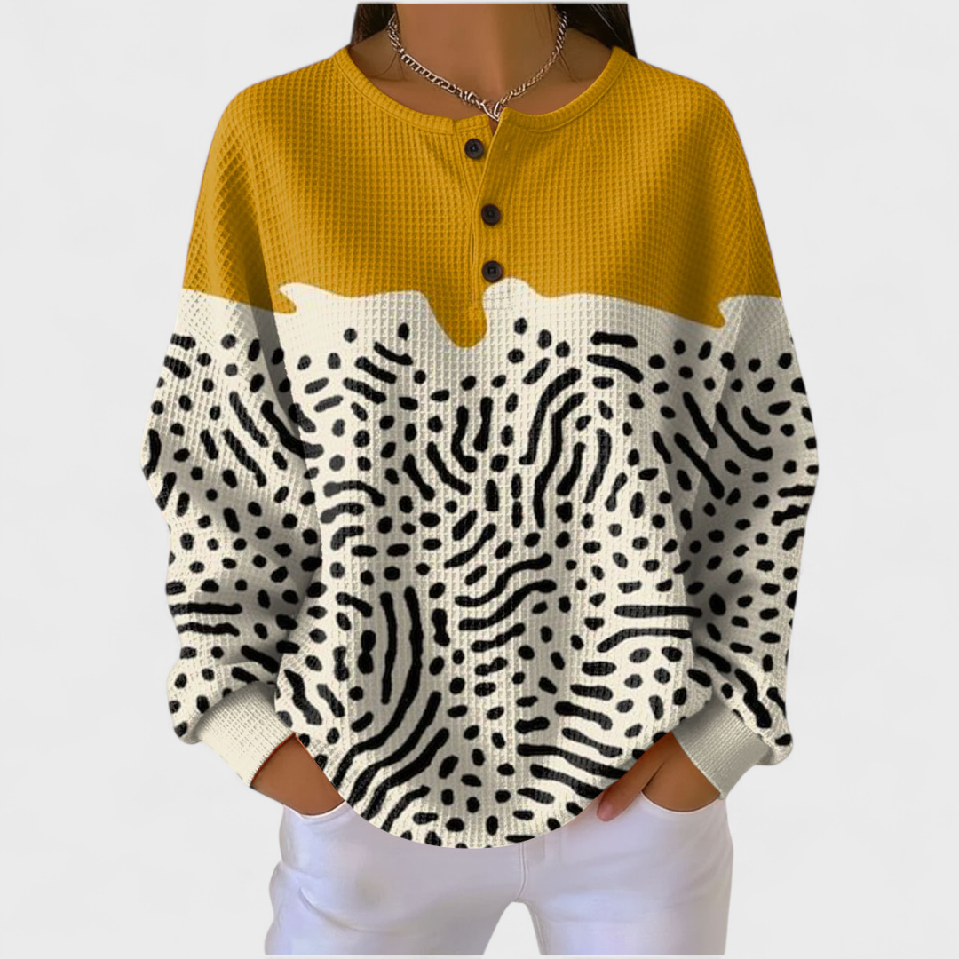 FIORENZA™ | Maglione Giallo e Bianco Animalier