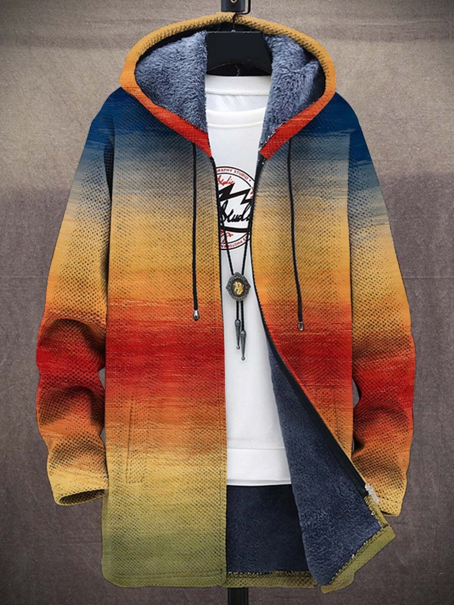 ELVIRA™ | Cardigan con Cappuccio Blu e Arancione Sfumato