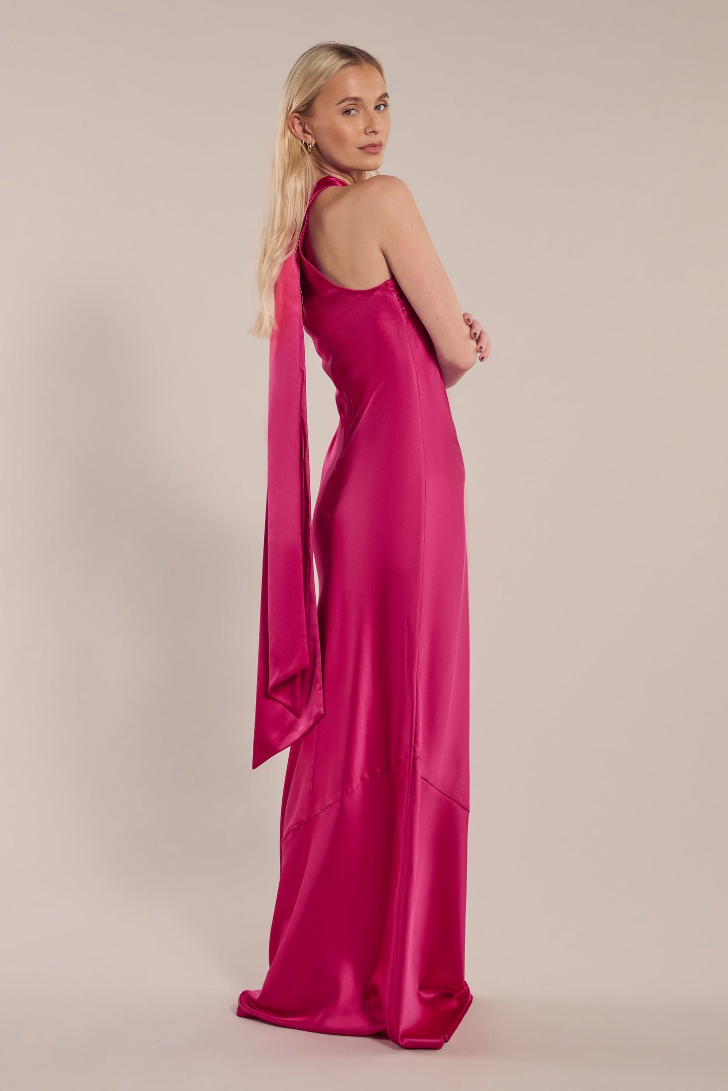 Vestito Roma in raso fucsia