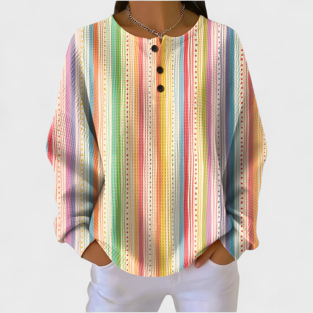 ORIETTA™ | Maglione a Righe con Bottoni