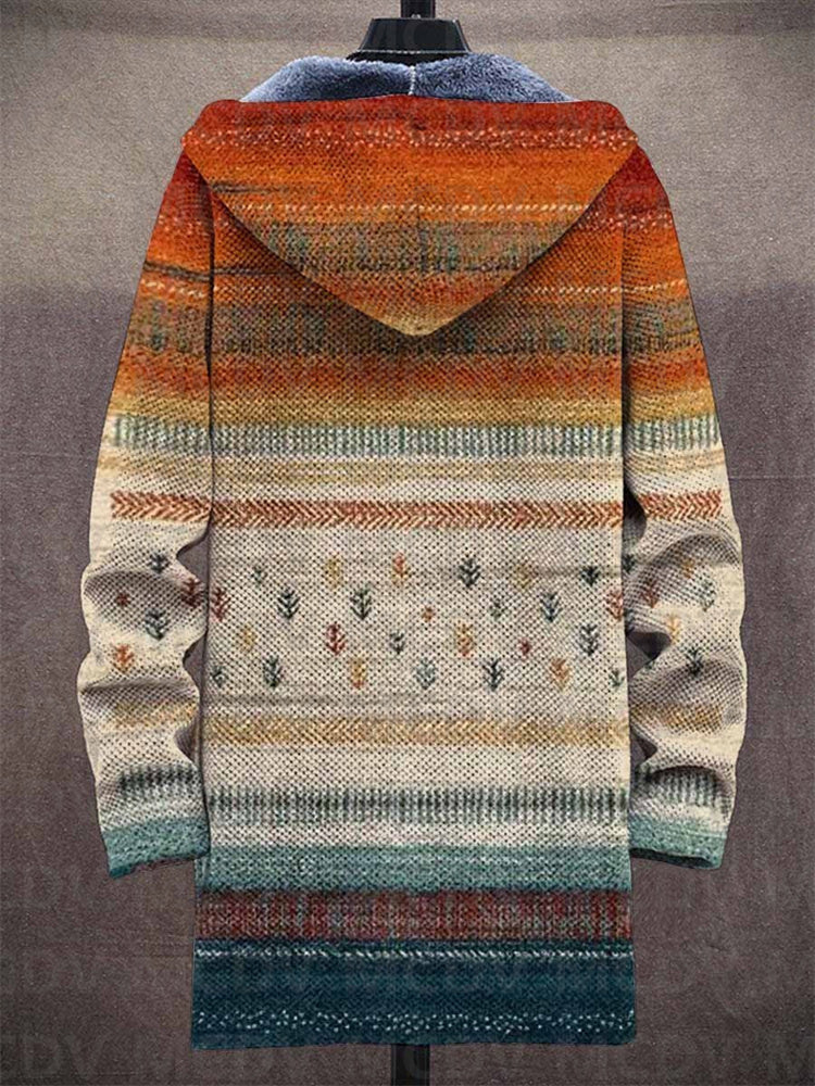ROSALBA™ | Cappotto Cardigan con Cappuccio Arancione e Panna