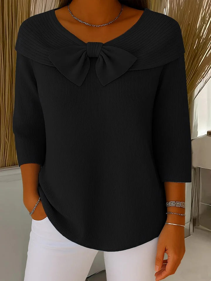 SERAFINA™ | Maglione con Fiocco e Scollo Rotondo