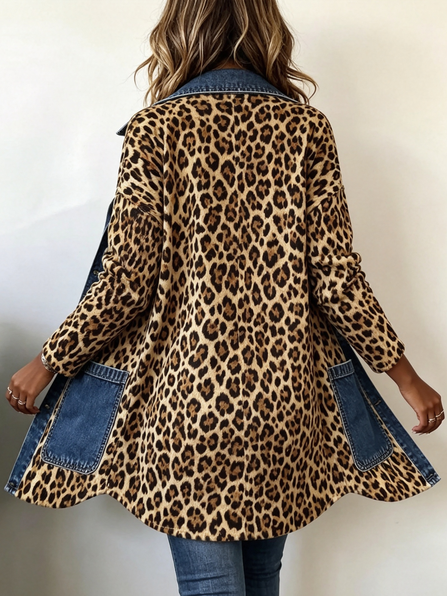DILETTA™ | Giacca Lunga Leopardo e Denim