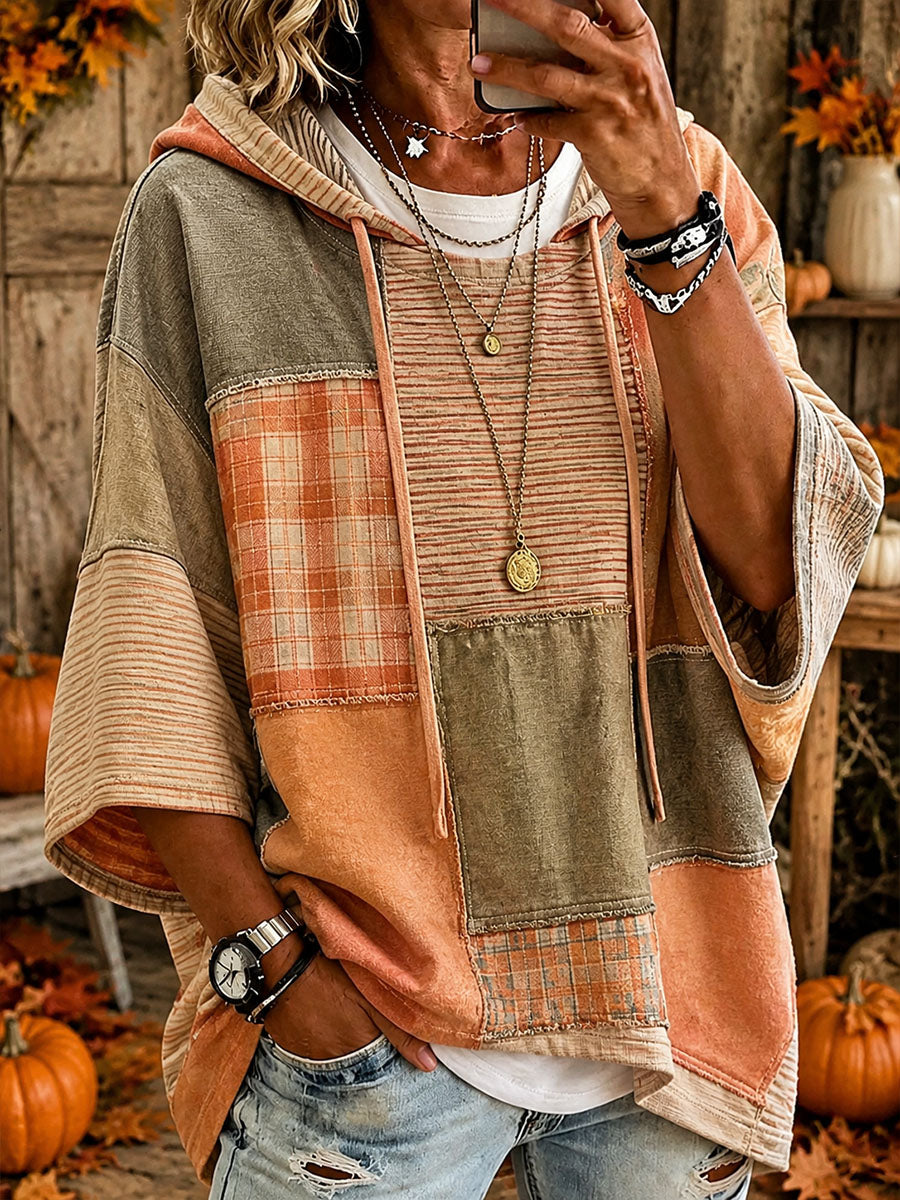PALMA™ | Felpa con Cappuccio Stile Poncho Patchwork