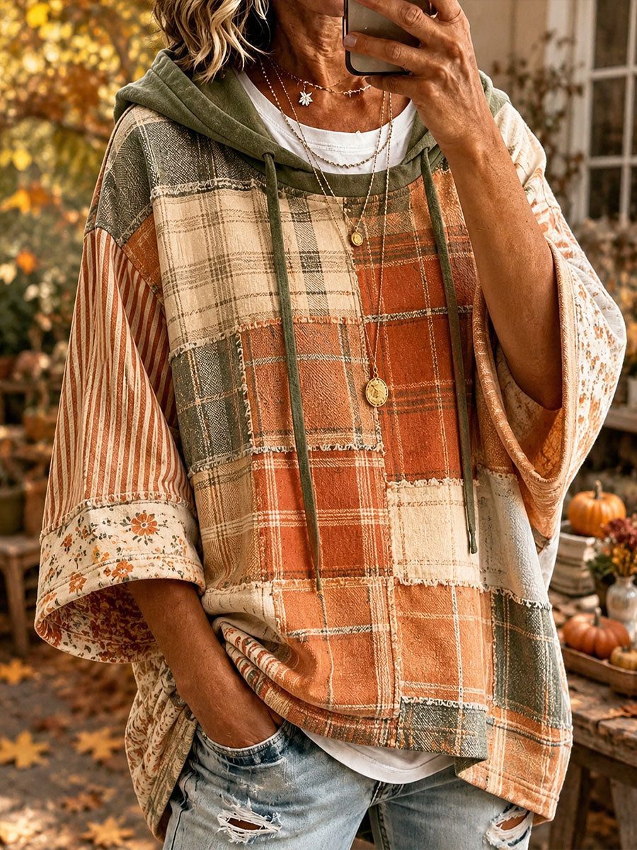 ESTERINA™ | Felpa con Cappuccio Oversize Patchwork Autunnale