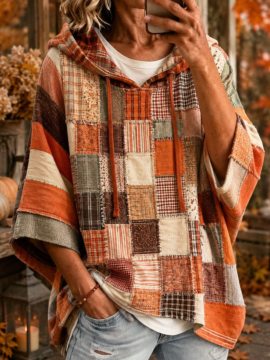 ANGIOLINA™ | Felpa con Cappuccio Oversize Patchwork Multi-Stampa