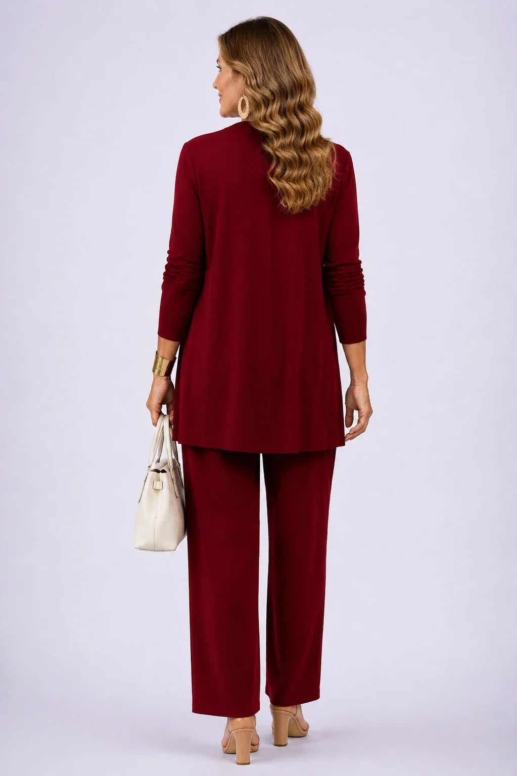 AGATA | Completo 3 Pezzi Bordeaux con Maglia Floreale