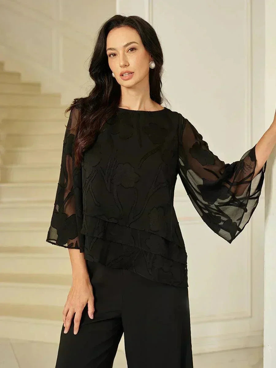 BLUSA FLOREALE IN CHIFFON