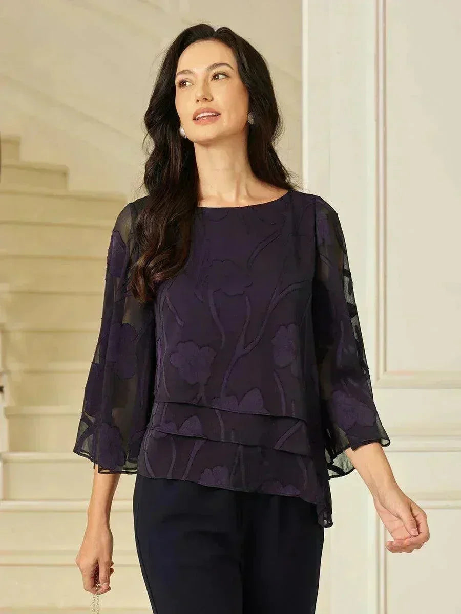 BLUSA FLOREALE IN CHIFFON