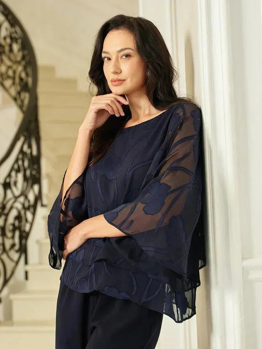 BLUSA FLOREALE IN CHIFFON