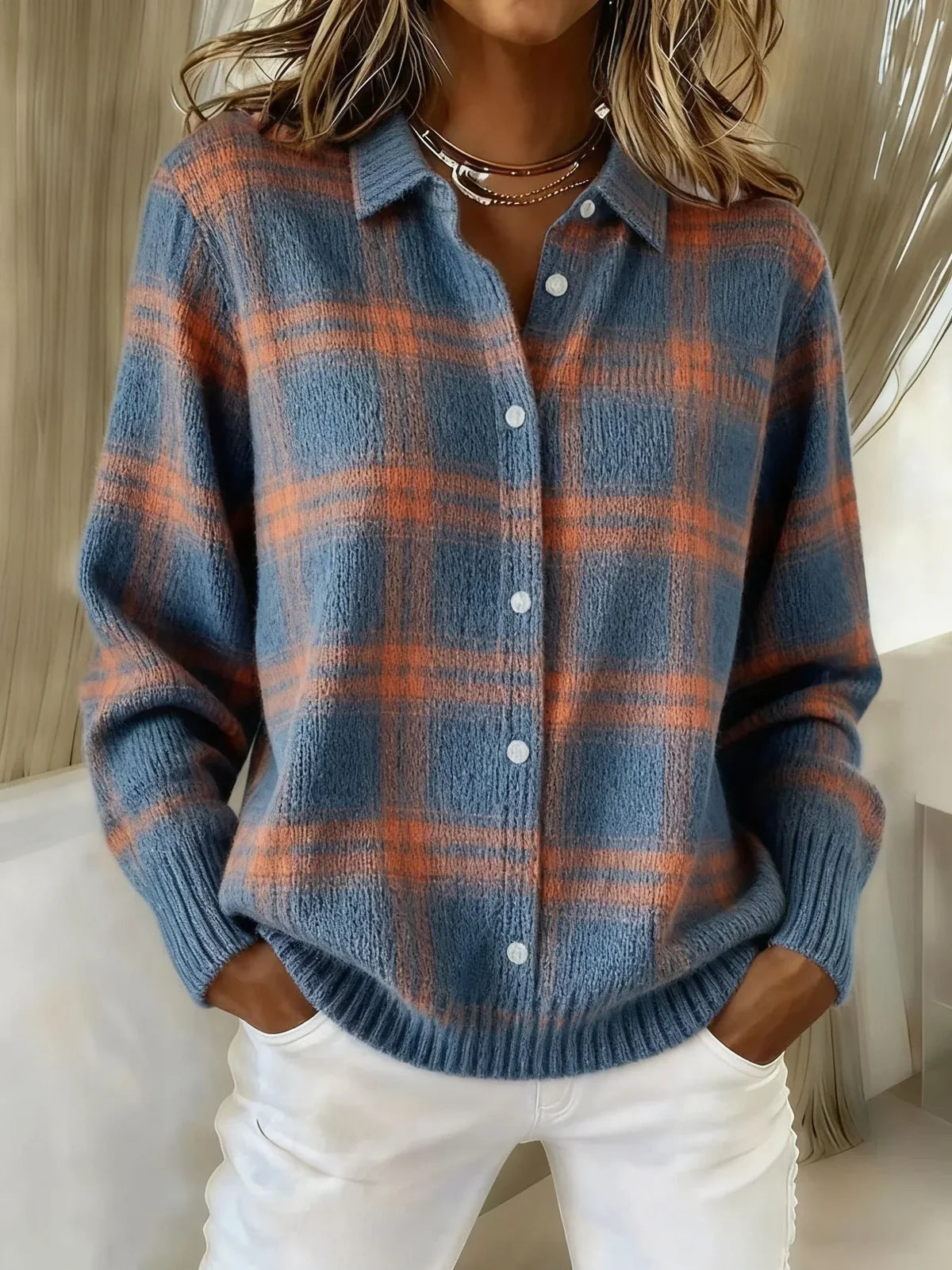 CANDIDA™ | Cardigan a Quadri con Bottoni