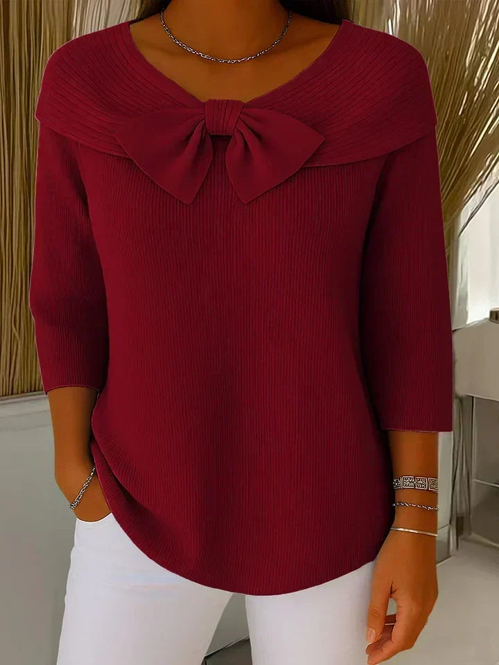 SERAFINA™ | Maglione con Fiocco e Scollo Rotondo