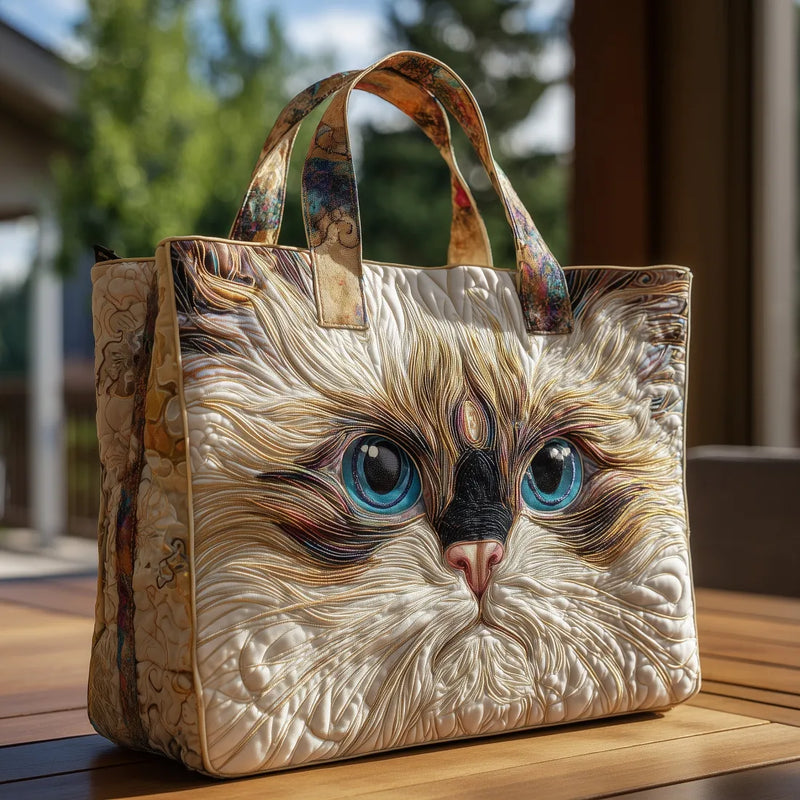 Borsa Artigianale con Gatto Bianco dagli Occhi Azzurri