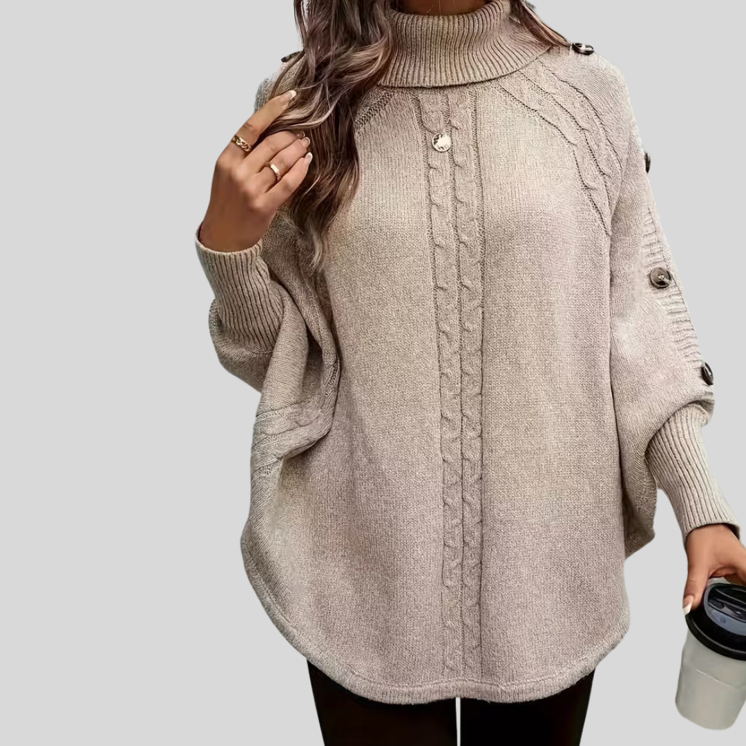 MADDALENA™ | Poncho a Collo Alto con Trecce