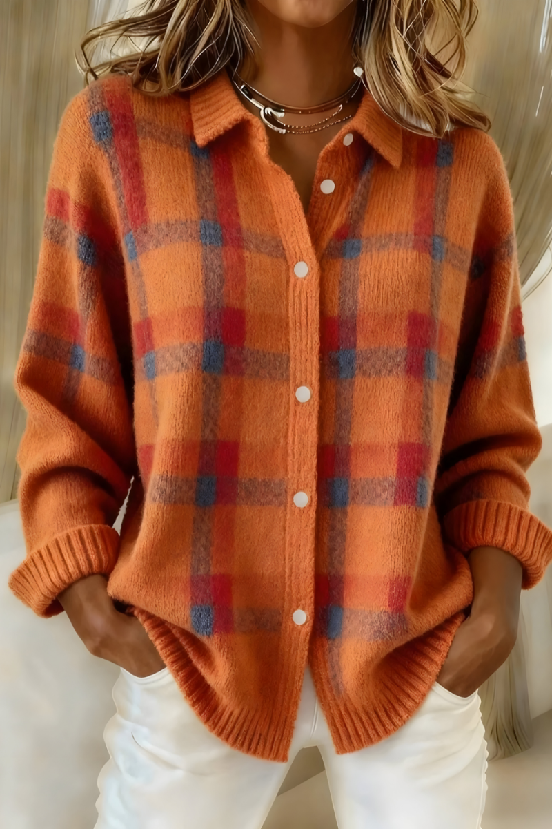 CANDIDA™ | Cardigan a Quadri con Bottoni