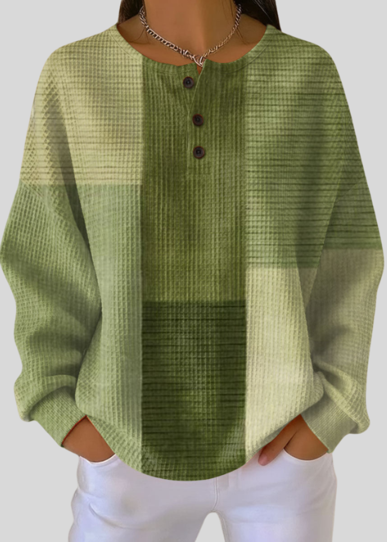 NOEMI™ | Felpa Henley Goffrata Verde