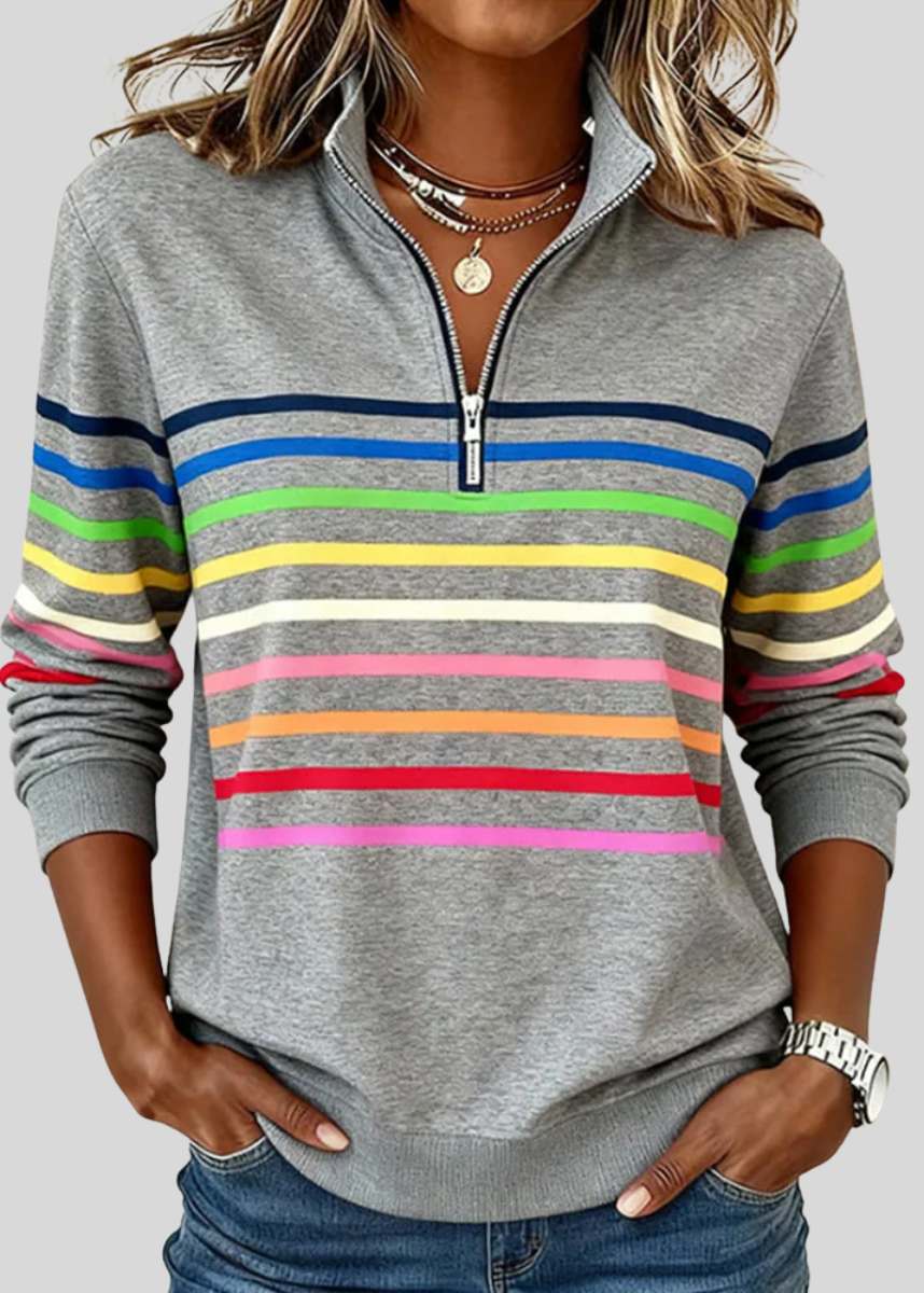 ELSA™ | Felpa con Mezza Zip a Righe Multicolore