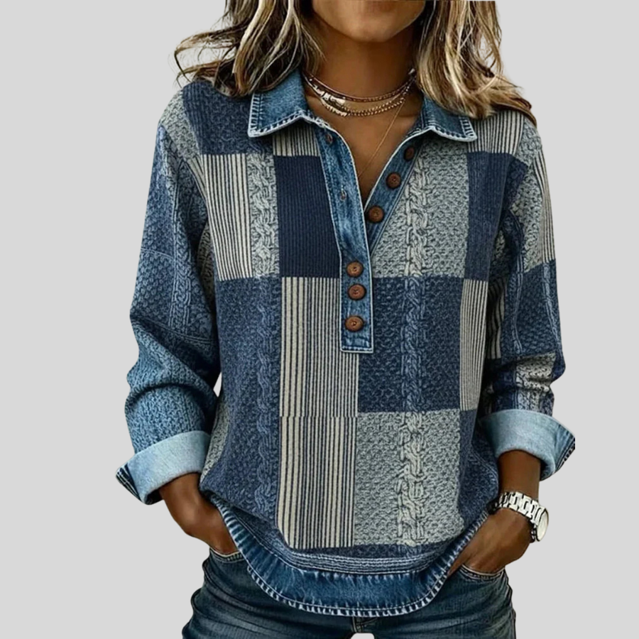 IOLANDA™ | Maglione Patchwork Effetto Denim