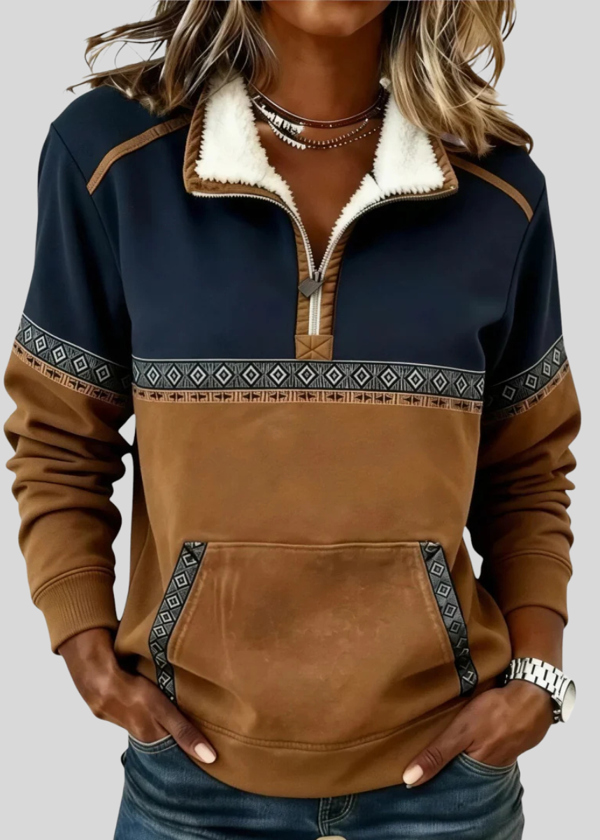RENATA™ | Maglione con Mezza Zip e Collo Sherpa