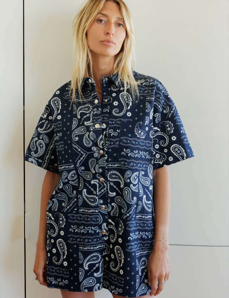 Navy Laga bandana playsuit