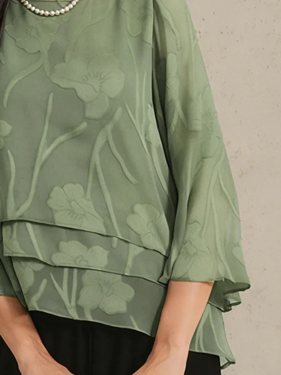 BLUSA FLOREALE IN CHIFFON