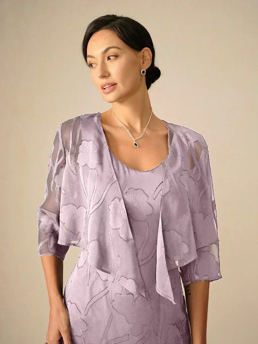 Coprispalle floreale trasparente in chiffon a 3/4 di manica