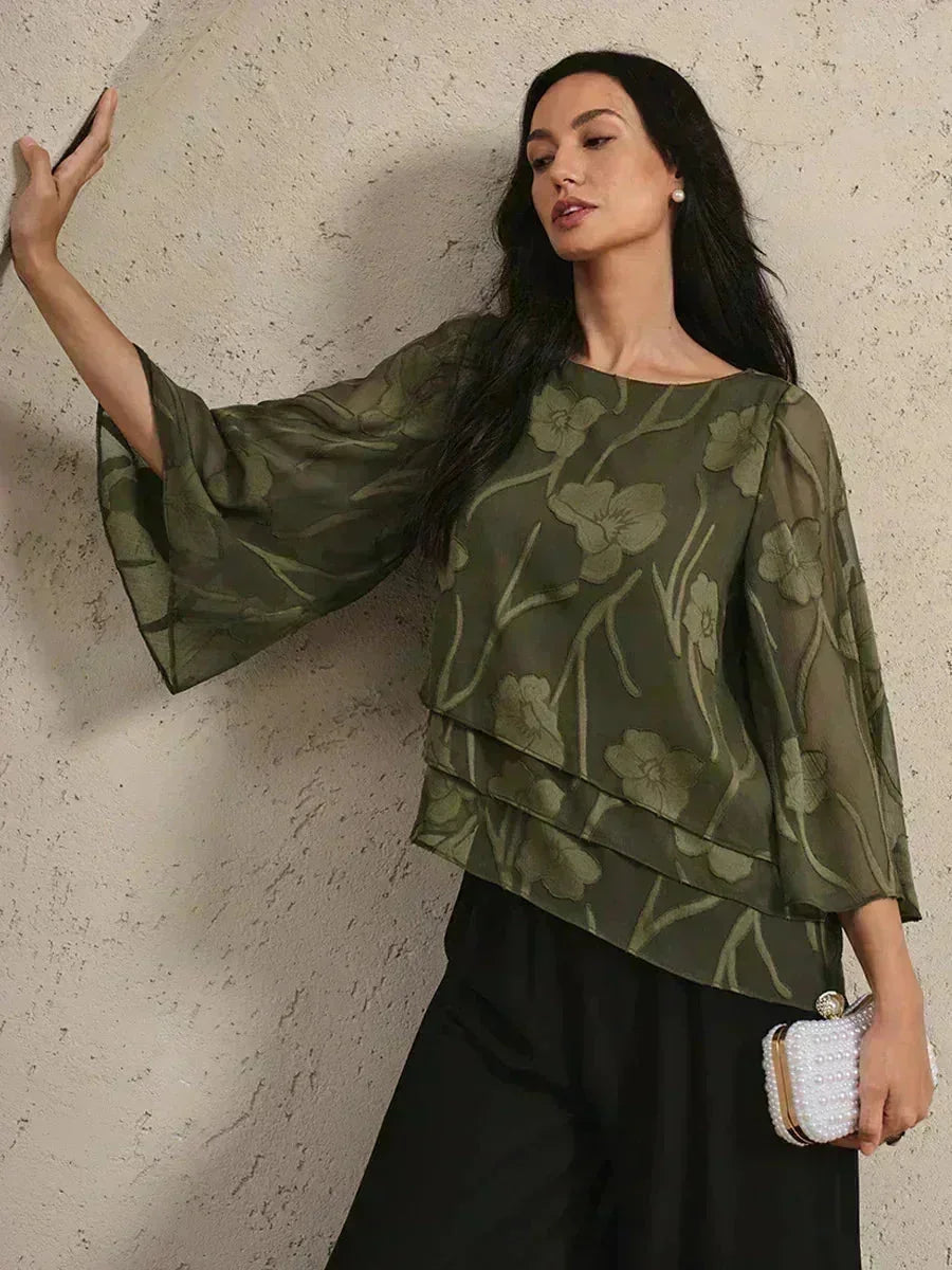 BLUSA FLOREALE IN CHIFFON