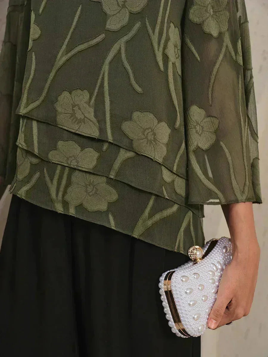 BLUSA FLOREALE IN CHIFFON