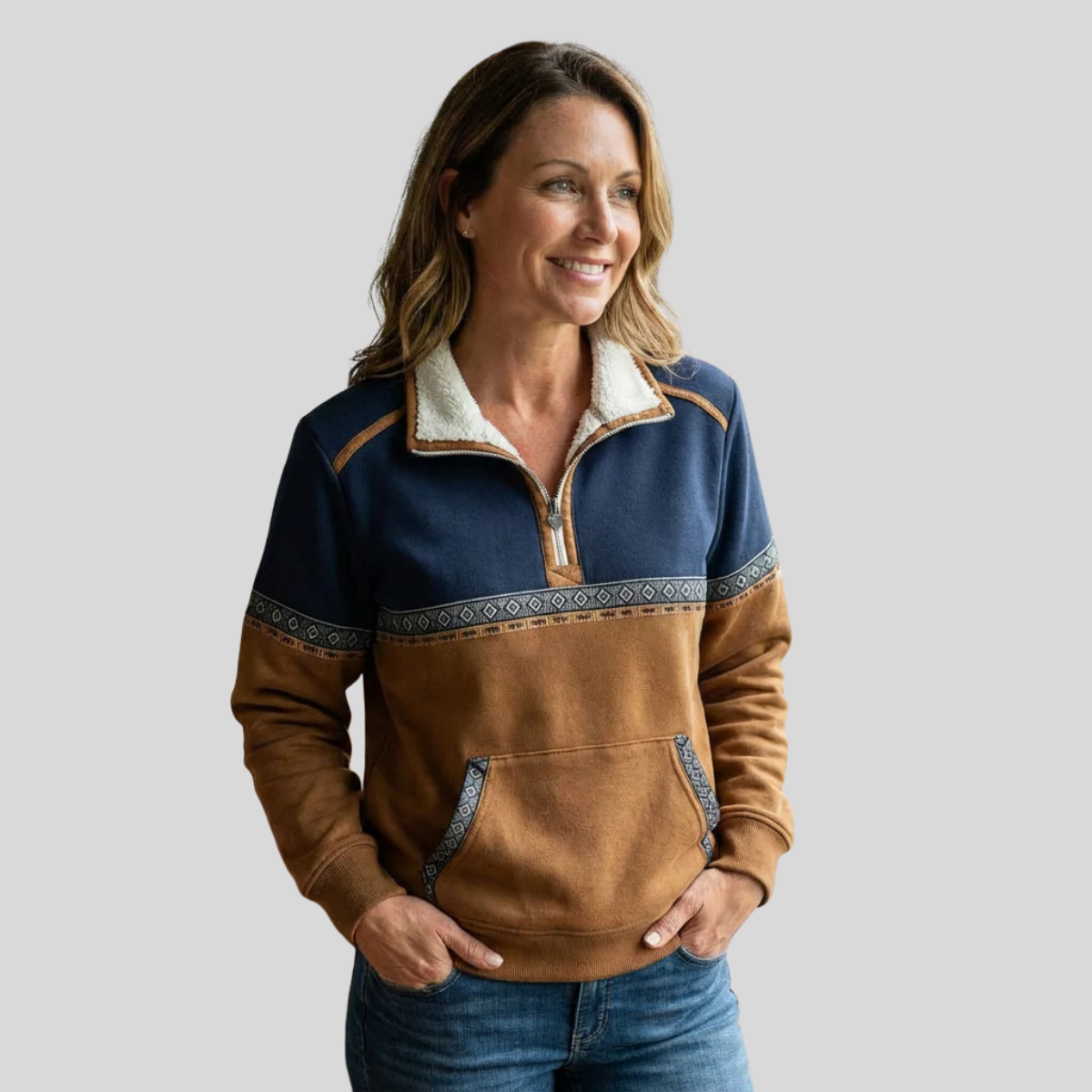 SEVERINA™ | Maglione Bicolore con Mezza Zip