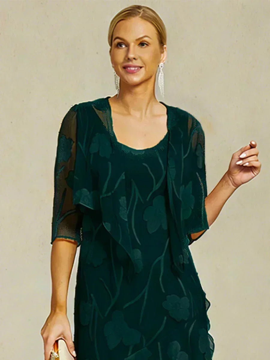 Coprispalle floreale trasparente in chiffon a 3/4 di manica