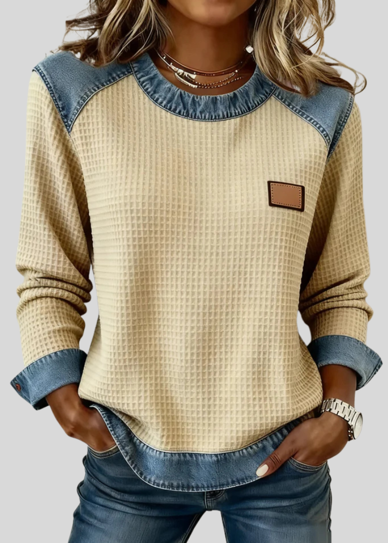 SILVANA™ | Felpa Goffrata con Bordi Patchwork