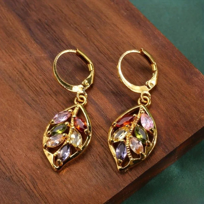FRANCA | Orecchini Vintage in Foglia d'Oro Multicolore