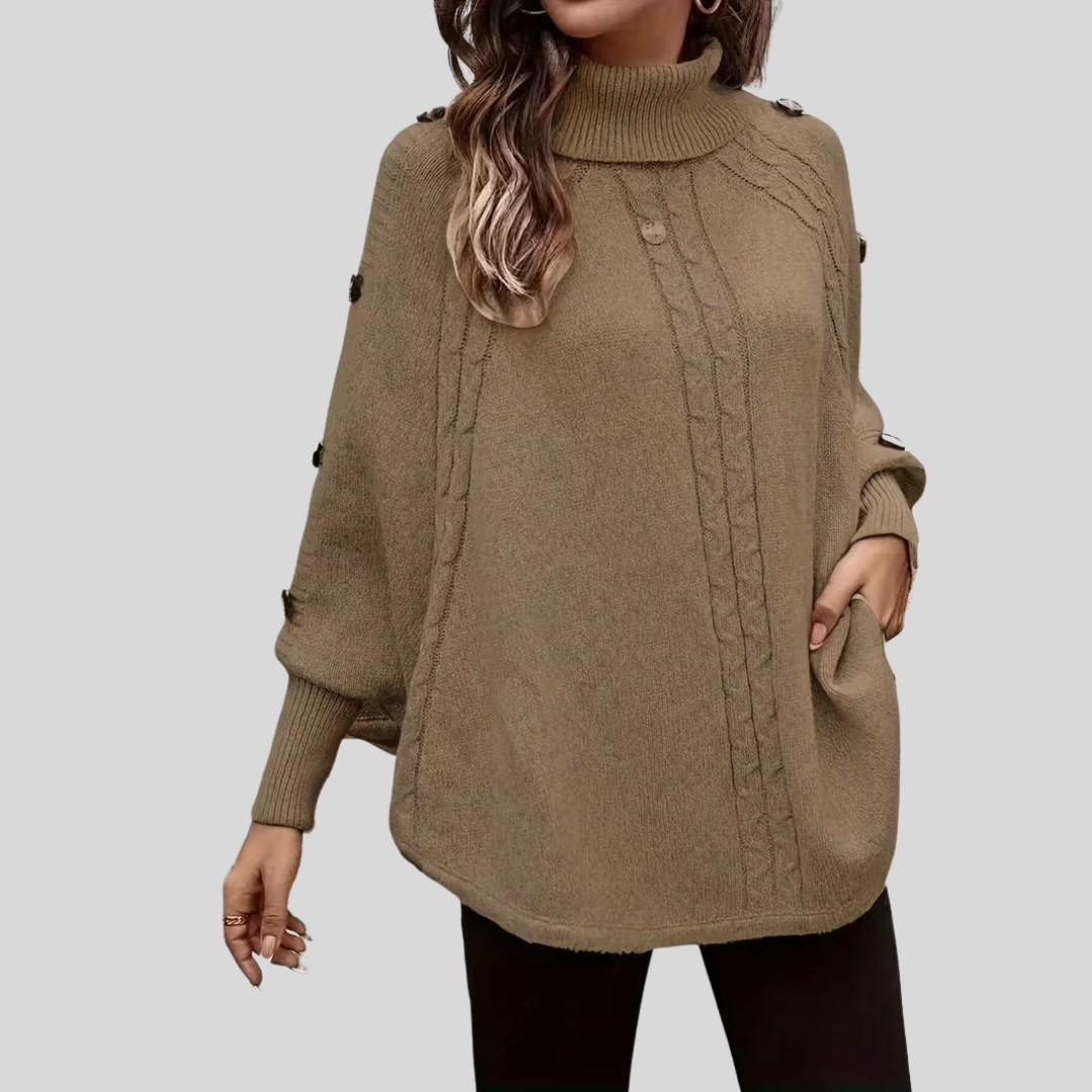 MADDALENA™ | Poncho a Collo Alto con Trecce