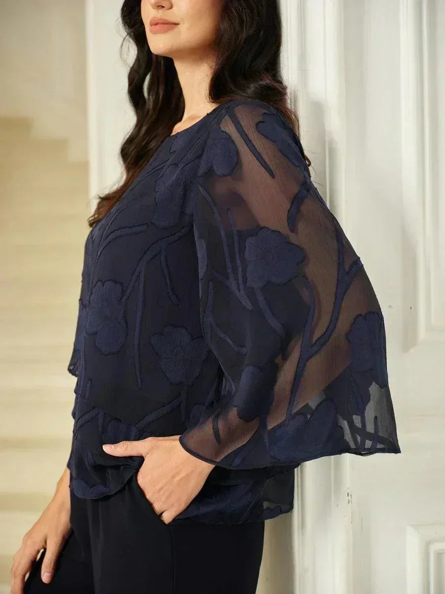 BLUSA FLOREALE IN CHIFFON