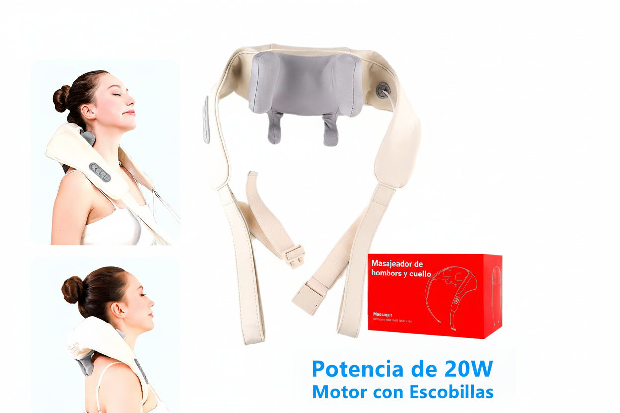 26W Brushless Motor Neck and Shoulder Massager Wireless Shoulder and Back Kneading Massage Shawl Neck Masajeador