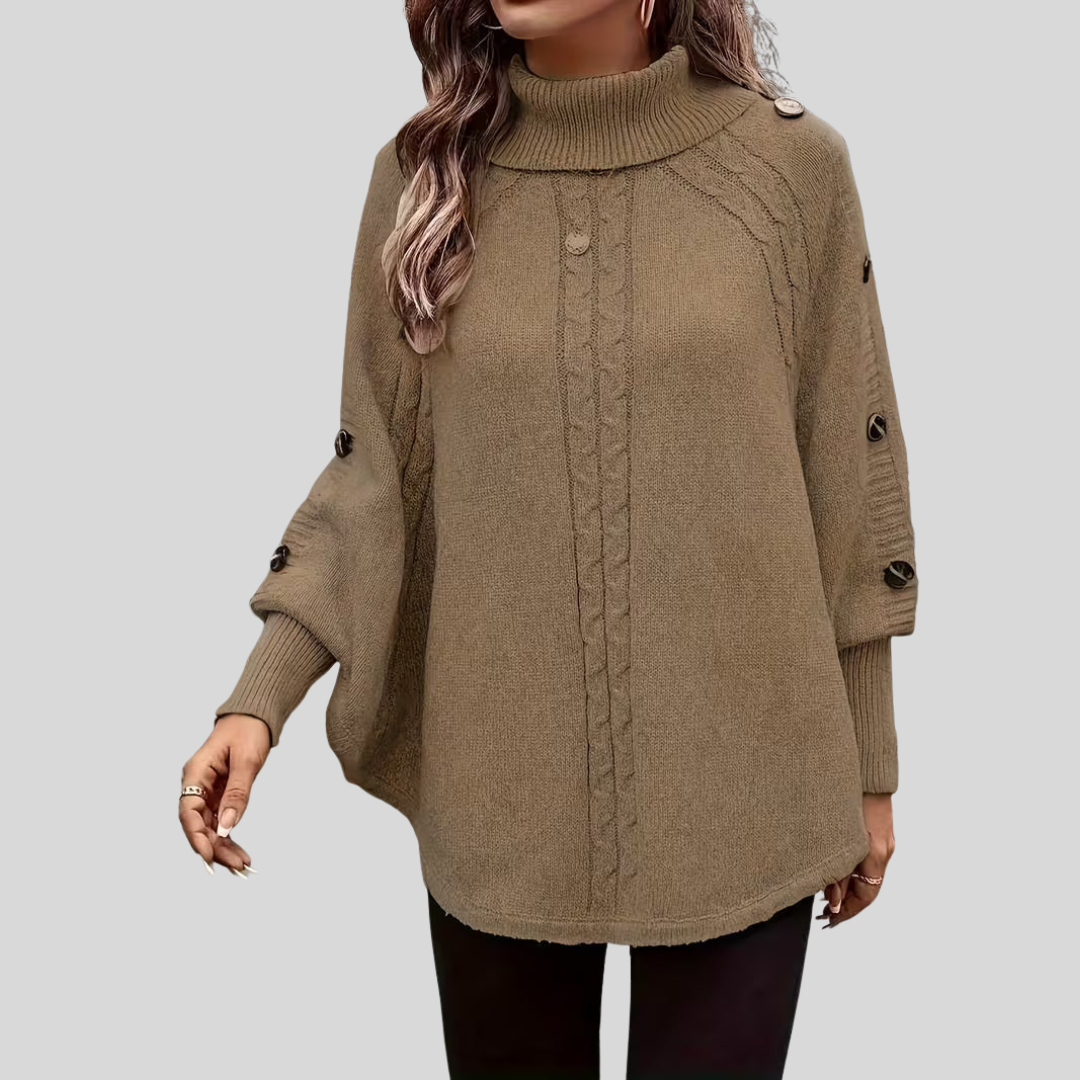 MADDALENA™ | Poncho a Collo Alto con Trecce