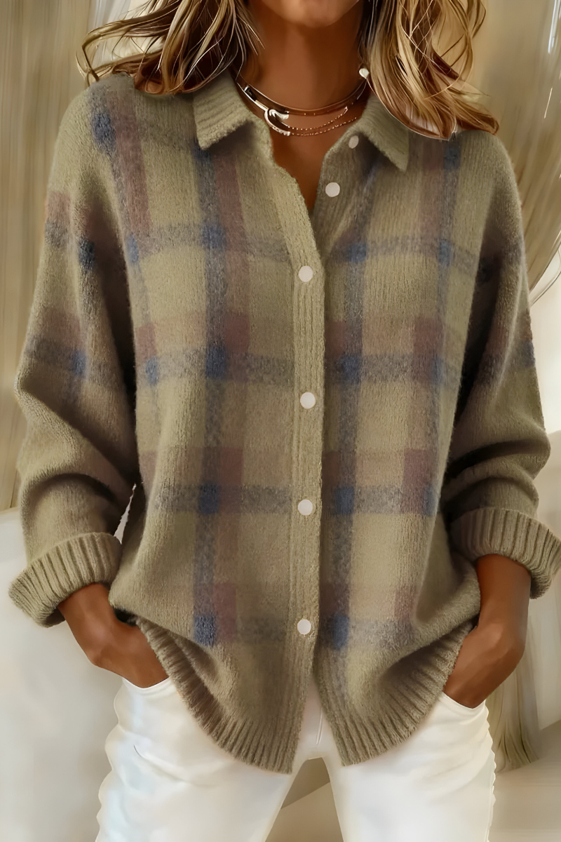CANDIDA™ | Cardigan a Quadri con Bottoni