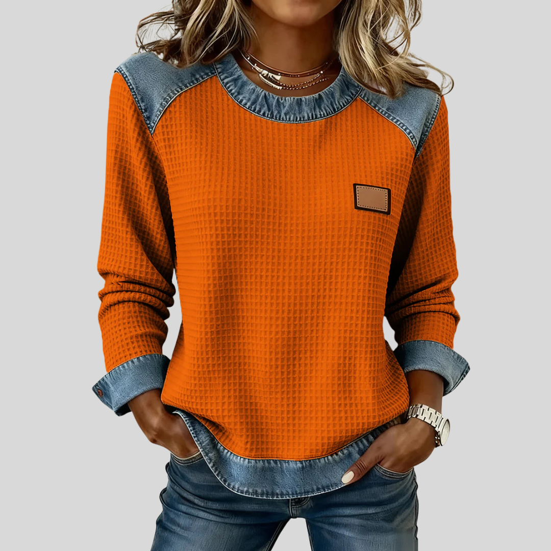 SILVANA™ | Felpa Goffrata con Bordi Patchwork