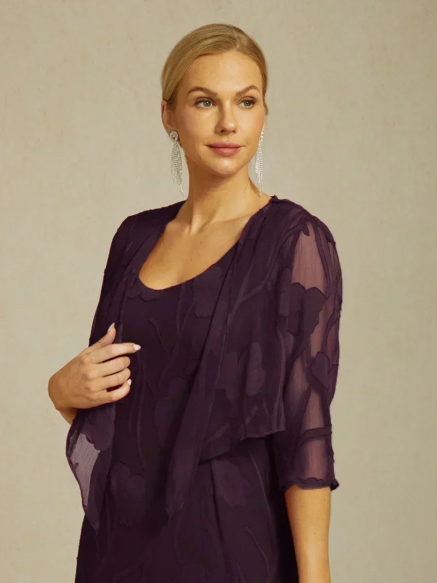 Coprispalle floreale trasparente in chiffon a 3/4 di manica