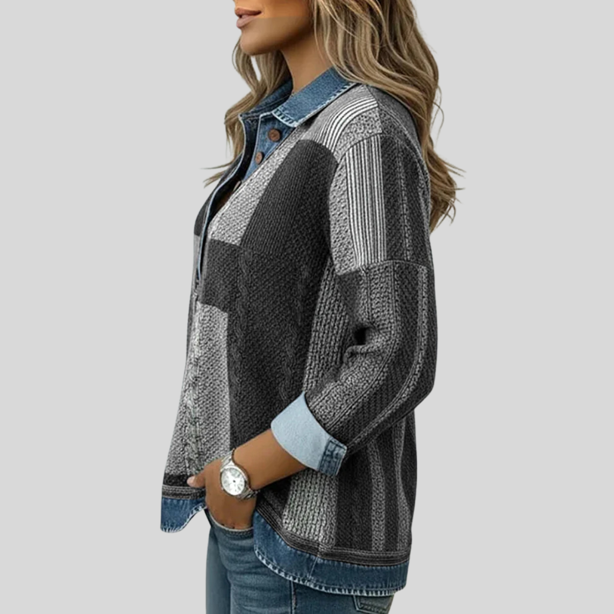 IOLANDA™ | Maglione Patchwork Effetto Denim