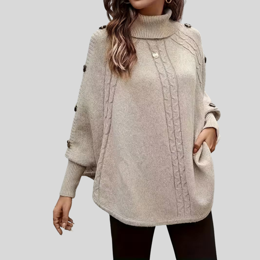 MADDALENA™ | Poncho a Collo Alto con Trecce