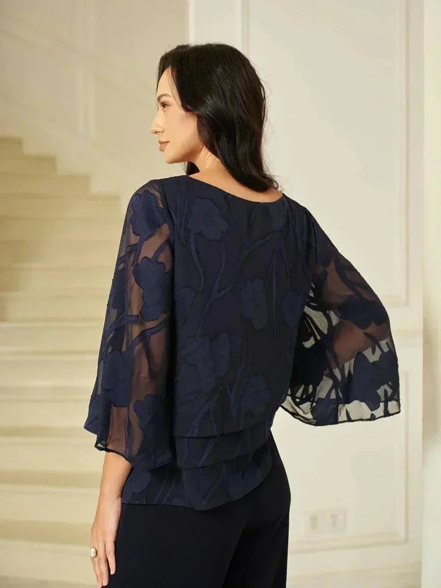 BLUSA FLOREALE IN CHIFFON