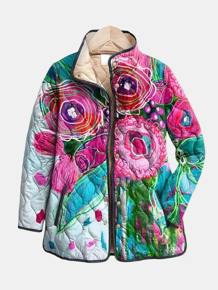 FABIOLA™ | Giacca Trapuntata Floreale Acquerello