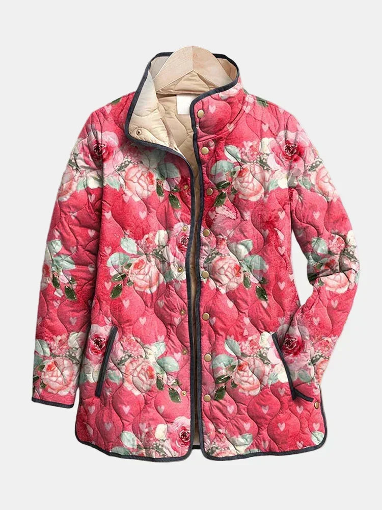 ROMILDA™ | Giacca Trapuntata a Rose Cipria