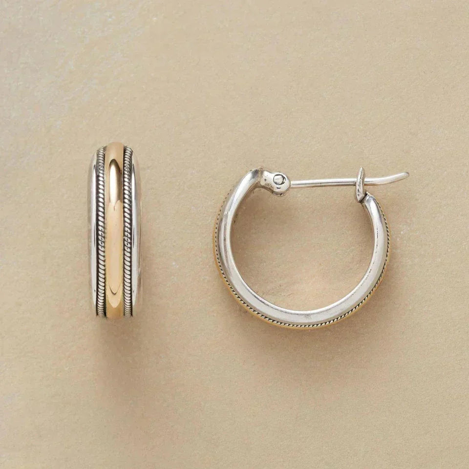Orecchini a cerchio vintage in argento Golden Line